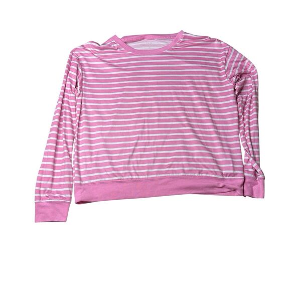 Draper James Pink Stripe Long Sleeve Shorts Lounge PJ Set Size Medium Womens - Picture 2 of 10